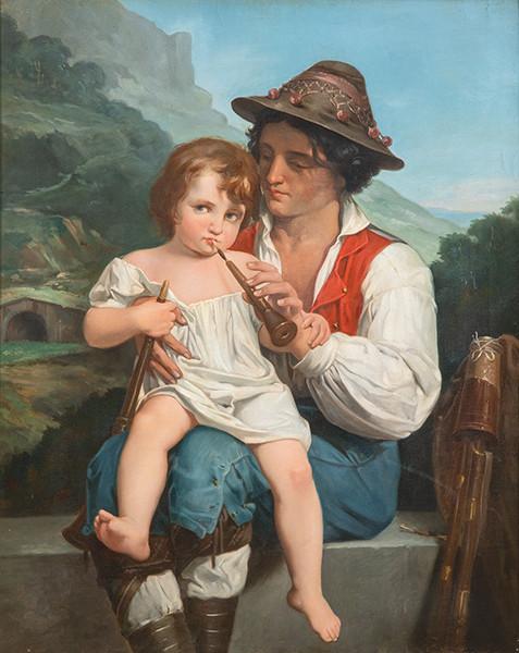 Lote 0082
COPIA DE WILLIAM-ADOLPHE BOUGUEREAU S. XIX - La lección de flauta