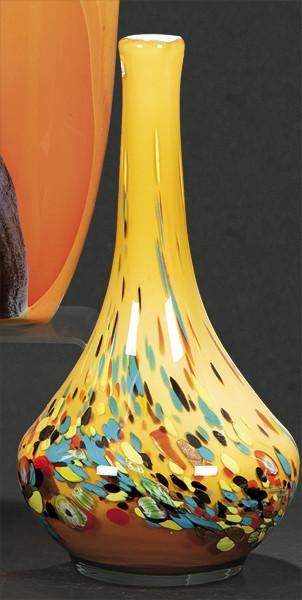  Jarrón de cristal de Murano con fondo amarillo y decoración molti fiore