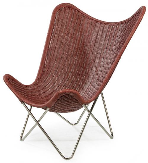  Knud Vinther (1948) para Fletmageren
Butaca modelo Batchair, con estructura de acero inoxidable pulido alto brillo y ratán natural color Marsala (pantone 8-1438 2015). 