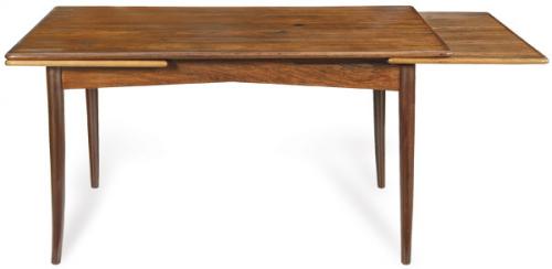 Mesa extensible de comedor en madera de palisandro.
Dinamarca, años 50