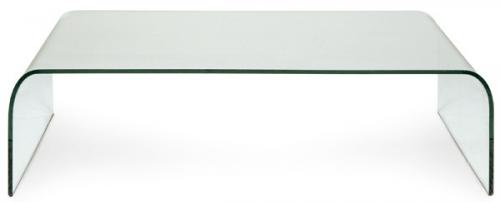  Angelo Cortesi (Asola, Mantua 1938) para FIAM Italia 
Mesa baja modelo Ponte, realizada en grueso vidrio templado y curvado. Con marca registrada y grabada FIAM (Pesaro) Italy
Italia, años 80