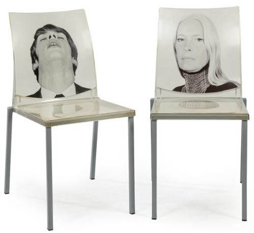  Pareja de sillas sin brazos modelo Kuadra 1321 de Pedrali, intervenidas, años 90