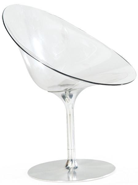 Lote 1356-A
Philippe Starck (París 1949) para Kartell. Silla Eros en policarbonato transparente, sobre base giratoria con sujeción central en aluminio pulidoCon Marca en la base