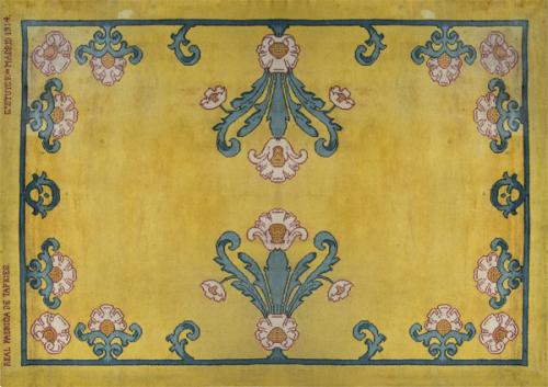  Alfombra española en lana de la Real Fábrica de Tapices firmada y fechada "G. Stuyck Madrid 1914".