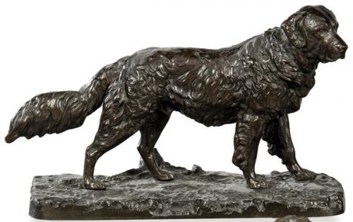  "Perro Setter" en bronce patinado S. XX.