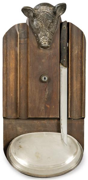  Tabla de cortar de Valenti de madera y bronce plateado h. 1970.