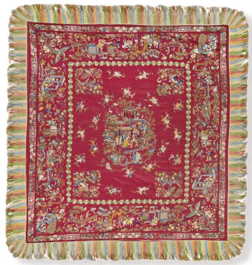  Colcha de Manila de doble faz en seda ff. S. XIX pp. S. XX.