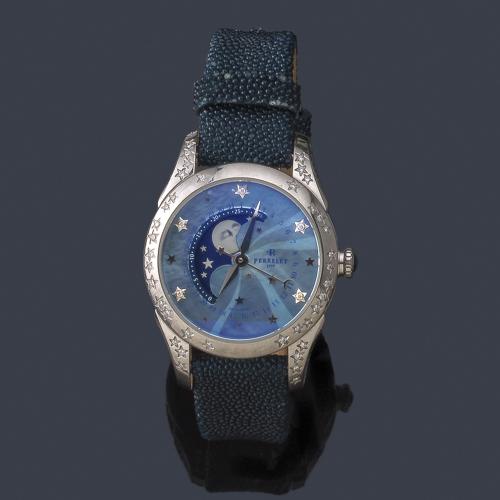  PERRELET ref. A203013 de señora con caja en acero y brillantes. Con estuche y documentación.