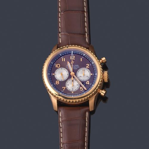  BREITLING Navitimer/Aviator 8 B01 Cronograph ref. RB0117 de caballero con caja en oro rosa de 18 K.Con estuche y documentación.