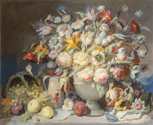  JOSÉ MARÍA LABRADOR ARJONA - Naturaleza muerta con flores y frutas