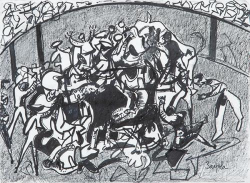 Lote 0541
JUAN BARJOLA - Escena taurina