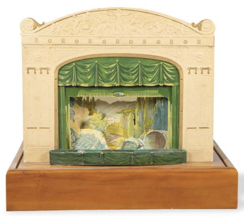  Escenario teatral para la obra "La Ciencia más que el Poder" 1958 de El Teatro de los Nños patentado por CB Naulart editado por IG Seix & Barral Herms. S. A. Barcelona.