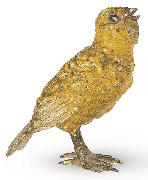  Pájaro cantando en bronce policromado, Viena h. 1900