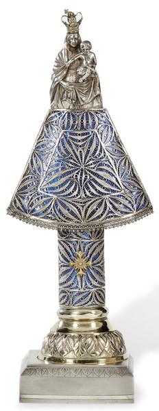  "Virgen del Pilar" de plata española punzonada de M. Maynar, Zaragoza S. XIX.