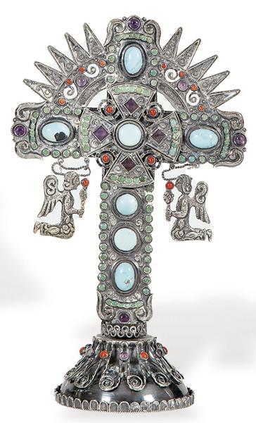  Cruz de plata mejicana punzonada Ley Sterling.