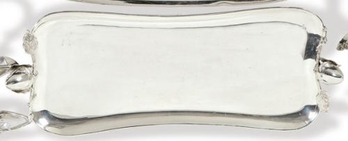  Bandeja alargada de plata española punzonada 1ª Ley de Pasgorcy.