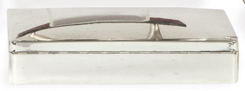  Caja tabaquera de madera y plata española punzonada Ley 925