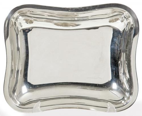  Salvilla cuadrangular de plata italiana punzonada Ley 800 años 60-70.