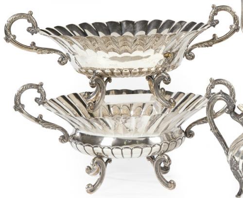  Pareja de centros de mesa de plata española punzonada Ley 925 de Pasgorcy.