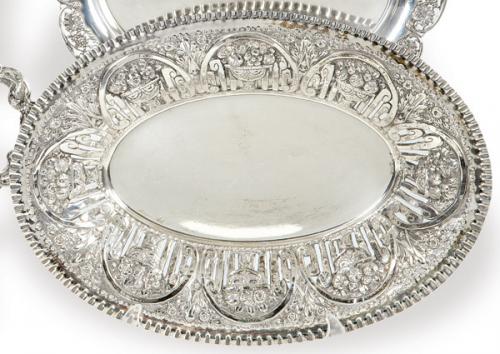  Panera de plata española punzonada Ley 916 de Matilde Espuñes con marcas comerciales de Buxeda pp. S. XX.