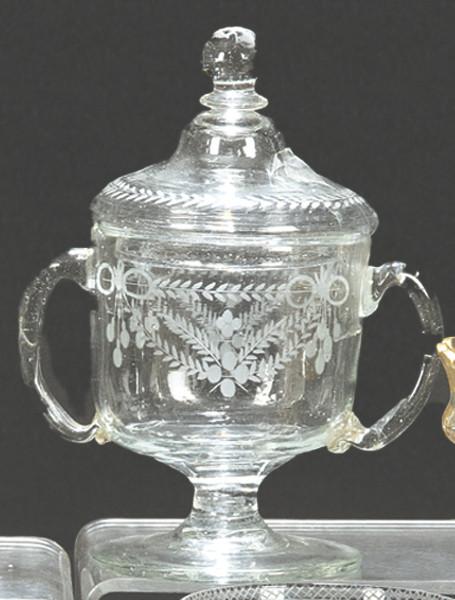  Compotera Carlos IV de cristal de La Granja grabadao a la rueda, Perido Barroco II Etapa (1.770-1.787).