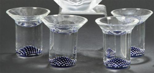  Juego de cuatro portavelas de cristal de Murano