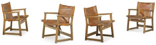  Paco Muñoz (Santander, 1925 - Pedraza, 2009) para Darro 1960
Conjunto de cuatro sillones - butaca Riaza modelo S-195