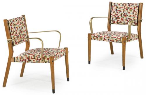  Gio Ponti (1891-1979)? para Fratelli Reguitti. Pareja de sillas con brazos, años 60.