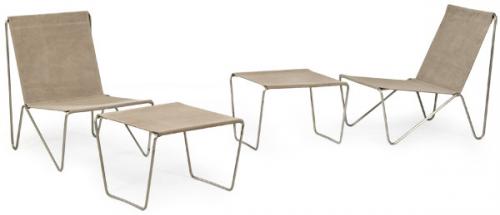  Verner Panton (1926-1998) para Fritz Hansen años 50
Pareja de sillas Bachelor apilables y desmontables con reposapies