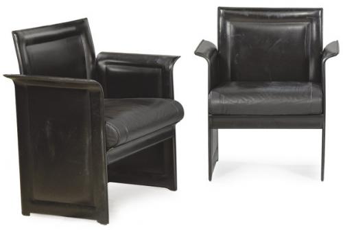  Tito Agnoli (1931-2012) para Matteo Grassi, años 70
Pareja de butacas modelo "Korium" de cuero color negro.