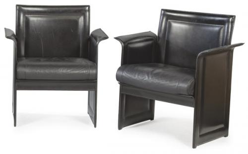  Tito Agnoli (1931-2012) para Matteo Grassi, años 70
Pareja de butacas modelo "Korium" de cuero color negro.