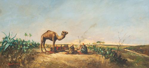  ESCUELA ORIENTALISTA S. XIX - Moros en el desierto