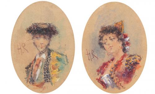  ESCUELA ESPAÑOLA S. XIX - Pareja de majos