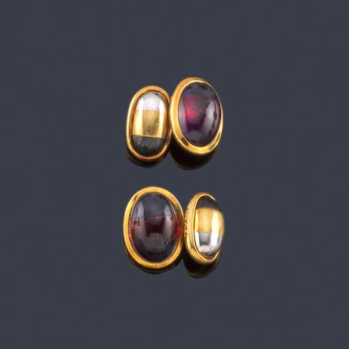  VASARI
Gemelos con gemas duras talla cabujón en montura de oro amarillo de 18K.