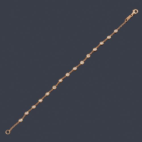  Pulsera con brillantes de aprox. 0,78 ct en total en montura de oro blanco de 18K.