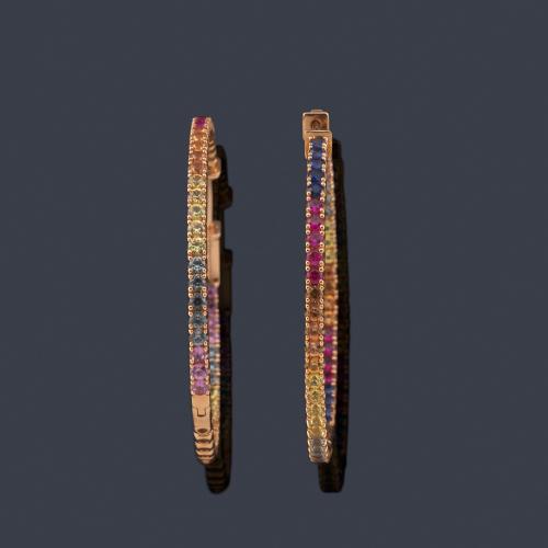  Criollas con banda de zafiros multicolor en degradado de color de aprox. 4,09 ct en total.