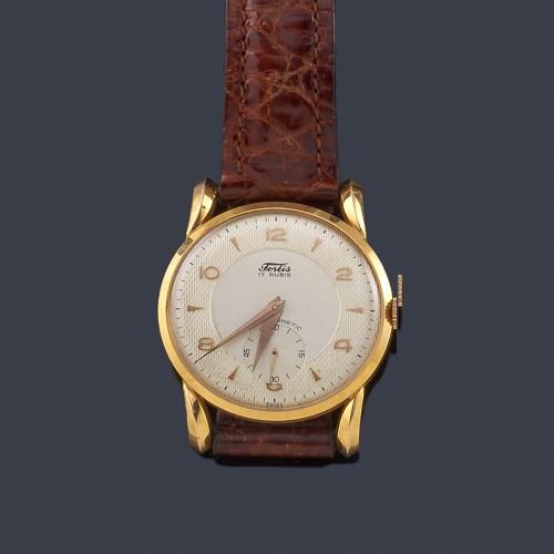  FORTIS de caballero con caja en oro amarillo de 18 K.