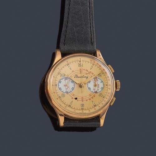  BREITLING de caballero con caja en oro rosa de 18 K.