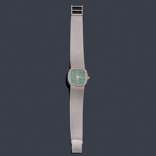  WATCH THOMAS de señora con caja y brazalete en oro blanco de 18 K.