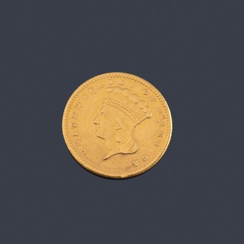  Moneda 1 dolar USA en oro de 22 K.