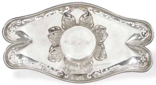  Mancerina de plata española punzonada de la Real Fábrica de Platería de Martínez, Madrid Villa y Corte 1849.