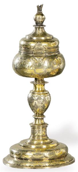  Copón de plata sobredorada, España S. XVII.