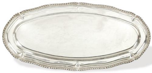  Bandeja oval de servir de plata mejicana punzonada Ley Sterling de Tane.