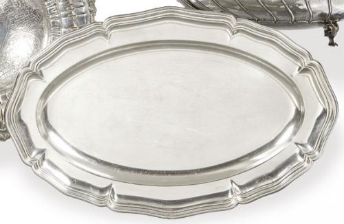  Bandeja oval de servir de plata alemana punzonada Ley 800.