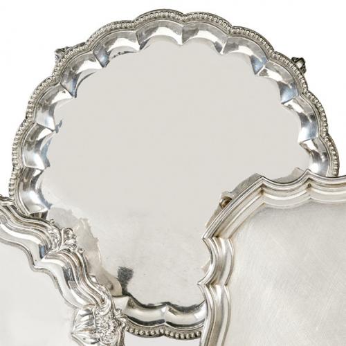  Salvilla de borde ondulado de plata española punzonada 1ª Ley de López y marca de Pasgorcy