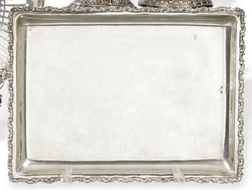  Bandeja rectangular de plata española punzonada 1ª Ley de Muñoz.