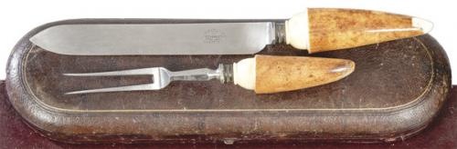  Trinchantes de asta y metal plateado de Mapping & Webb primer tercio S. XX.