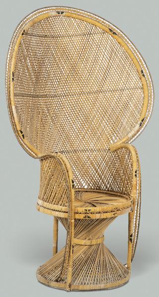 Lote 1281
Sillón Emmanuelle o Pomare en ratán trenzado. 
Años 70