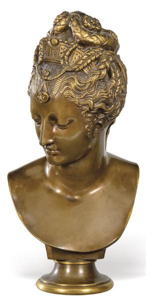  Busto de bronce de Diana de Barbedienne