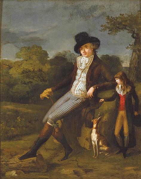  ESCUELA CENTROEUROPEA S. XIX - Retrato de caballero con su hija